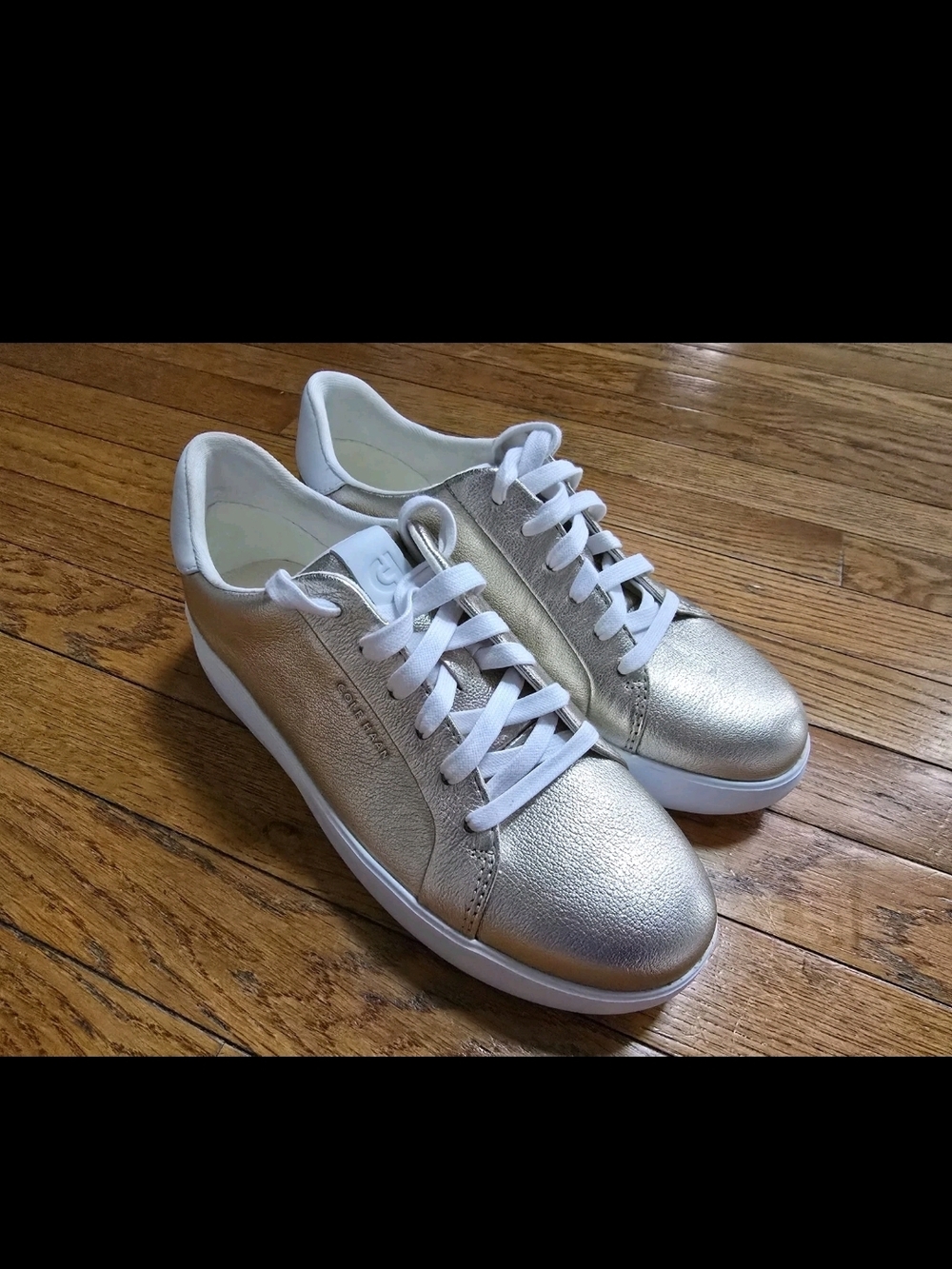 Metallic Gold Women's Platform Sneaker - Casual Lace-Up